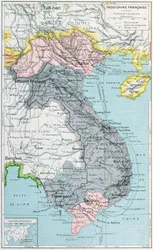 Französisches Schulbuchkarte von Indochina, 1905