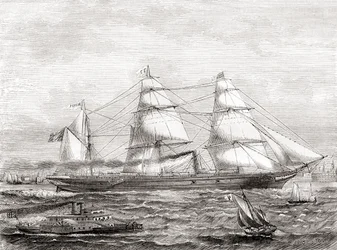 Französischer dampfbetriebener transatlantischer Liner Pereire (1866-1888), aus Les Merveilles de la Science, veröffentlicht 1870