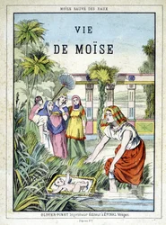 Frontispiz des Buches „Life of Moses“, ed. Olivier Pinot, Epinal, Ende des 19. Jahrhunderts