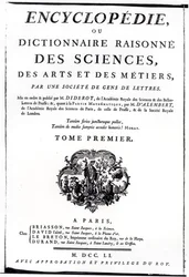 Frontispiz zur Enzyklopädie der Wissenschaft, Kunst und Technik von Denis Diderot (1713-84), veröffentlicht in Paris, 1751