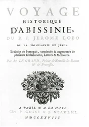 Frontispiz zur französischen Übersetzung von Voyage to Abyssinia von Jeronimo Lobo, veröffentlicht 1728