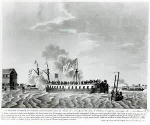 Fultons dampfbetriebenes Kriegsschiff, Fulton der Erste, entworfen und gebaut von Robert Fulton zur Verteidigung von New York im Krieg von 1812