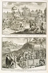 Begräbnisriten und die Art der Bestattung von Herren nach ihrem Tod in Peru, Illustration aus Religiöse Zeremonien und Bräuche, graviert von Bernard Picart (1673-1733) 1722