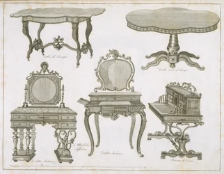 Möbeldesigns von Lefevre-Chauveaux, aus Album Dessins de Meubles