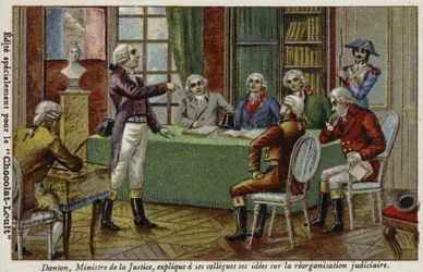 Georges Danton, Justizminister, erklärt seinen Kollegen seine Ideen zur Justizreorganisation, 1792
