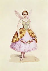 Mädchen im Bienenkostüm, das Bonaparte-Emblem, getragen auf einem Kostümball von Napoleon III. und Kaiserin Eugenie, 9. Februar 1863
