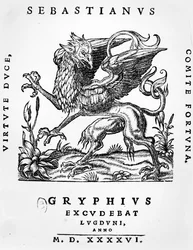Greif-Druckeremblem von Sebastianus Gryphius, Lyon, 1546
