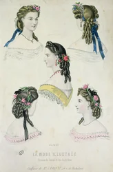 Frisuren von Monsieur Croisat, aus La Mode Illustrée, 1865