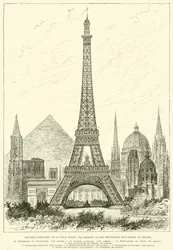 Vergleichende Höhe des Eiffelturms (300 Meter) und der wichtigsten Monumente der Welt