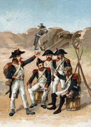 Er wird uns bis zu unseren Stiefeln aufessen lassen, sagte der Soldat von Massena während der Belagerung von Genua im Juni 1800. Chromolithographie.