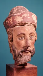 Kopf von Joseph von Arimathäa (polychromer Stein)