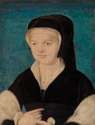 Kopf einer Frau auf blauem Grund