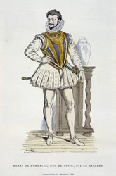 Henri de Lorraine, Herzog von Guise, genannt der Balafré (1550 - 1588) - in „Frankreich und die Franzosen durch die Jahrhunderte“ von Augustin