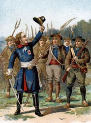 Henri du Vergier, Graf von La Rochejaquelein (oder Verger de La Rochejacquelein) (1772-1794), Hauptmann. Er hat eine Markierung auf seiner Brust.