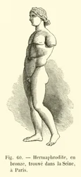 Hermaphrodit, in Bronze, gefunden in der Seine, Paris (Gravur)