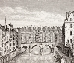 Häuser auf der Saint-Michel-Brücke, Paris, 1875