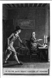 Ich kämpfe nicht wie ein Wahnsinniger Illustration aus „Julie oder Die neue Heloise“ von Jean Jacques Rousseau (1712-1788) 1780