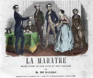 Illustration für „La Maratre“, Drama in fünf Akten und acht Gemälden geschrieben von Honoré de Balzac.