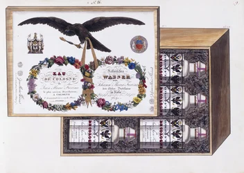 Illustration für die Verpackung von Eau de Cologne, ca. 1825
