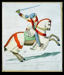 Illustration eines Tempelritters, nach einem Manuskript aus dem 14. Jahrhundert