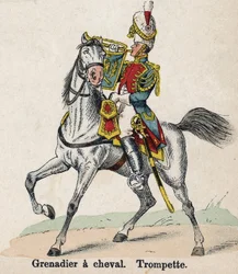 Kaiserliche Garde Napoleon I.: Grenadier zu Pferd - Trompete. Tafel aus dem Buch Les Uniforms de l