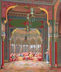 Innenansicht eines Harems in der Türkei, ca. 1880