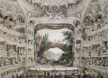 Innenansicht des Théâtre de la Comédie-Française im Jahr 1791, nach einem Original-Aquarell