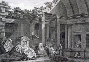 Innenraum des Tempels der Diana, Nimes, aus Antiquités de la France: Vol I, Monuments de Nimes