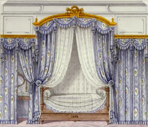 Innenansicht mit Möbeln aus einer französischen Zeitschrift, 1850er Jahre