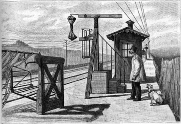 Es wurde 1884 in Pont sur Seine von Monsieur Cochery (Minister für Post und Telegrafen) eingeweiht. Gravur im illustrierten Journal „La jeunesse“