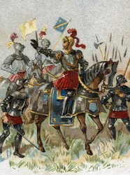 Italienische Kriege: Ludwig XII. (1462-1515), König von Frankreich, in der Schlacht von Agnadel (Mailand) in Italien am 14. Mai 1509. Chromolithographie