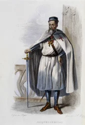 Jacques de Molai (oder Molay), letzter Großmeister des Templerordens (1243-1314) - in „Le Plutarque français“, Hrsg. Mennechet
