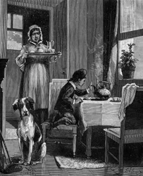 James Watt (1736-1819), als Kind, entdeckt die Gesetze des Dampfes