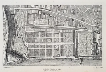 Jardin des Tuileries im Jahr 1652 (nach dem Plan von Gomboust) - in „Paris durch die Jahrhunderte“ von H. Gourdon de Genouillac, ed. F. Roy, Paris