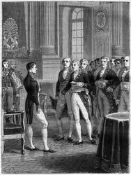 Rede von Jean-Pierre-Louis de Fontanes mit dem Ersten Konsul Napoleon Bonaparte anlässlich der Fertigstellung des Zivilgesetzbuches, Paris