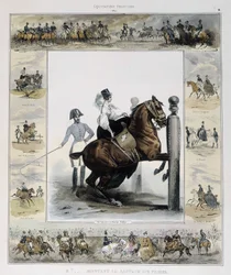 Springen in „Bildergeschichte des alten und modernen Reitens“ von Charles Aubry