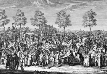 König Ludwig XVI. und die königliche Familie betreten Paris, 6. Oktober