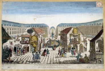 La Foire St Ovide, Place Vendome in Paris - Gravur