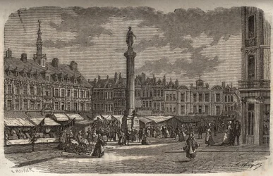 Der große Platz in Lille - Gravur in „Histoire de France“ von Victor Duruy (1811-1894) - 1882