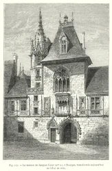 Das Haus von Jacques Coeur, 15. Jahrhundert, in Bourges, heute in ein Rathaus umgewandelt (Gravur)