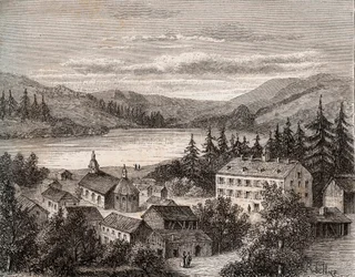 Lac de Gerardmer - Elsass Champagne Ardenne Lothringen - Gravur in „La France illustree: Geographie, Geschichte, statistische Verwaltung“ von V.A. Malt-Brown. 1884