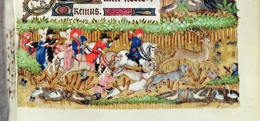 Lat 1156 B f.163 November; Hirschjagd, aus den Stunden der Marguerite d