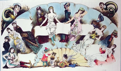 Layout-Illustrationen für einen Artikel über Damenunterwäsche, aus La Vie Parisienne, ca. 1870