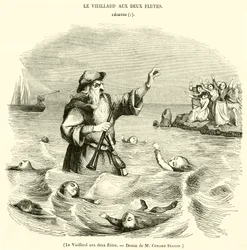 Der Greis mit den zwei Flöten (Gravur)