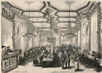 Das Café Pierron in Paris im 19. Jahrhundert - Gravur in „Tableau-de-Paris“ von Edmond Texier 1852