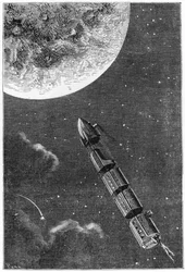 Abreise zum Mond, Illustration aus Von der Erde zum Mond von Jules Verne (1828-1905) Paris, Hetzel, veröffentlicht 1865