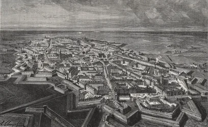 Stadt Lille im Norden Frankreichs - Gravur in „La France Illustrée: Geographie, Geschichte, Verwaltung, Statistik“ von V.A. Malt-Brown. 1884