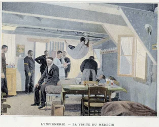 Die Krankenstation - Der Besuch des Arztes - in „Album militaire - Marine: Das Leben an Bord“