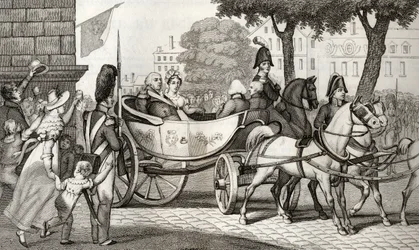 Ludwig XVIII (1755-1824) zieht bei der Restauration von 1814 in Paris ein, aus 