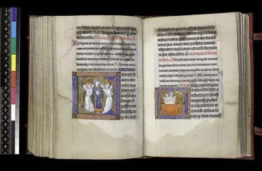 Fürbitte zu St. Denis und Fürbitte zu St. Eustachius, aus dem Psalter und Stundenbuch der Isabella von Frankreich, Paris, um 1265-70